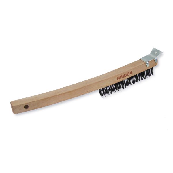 (WB319/SS) Long Wood Handle Wire Brush, Labelled