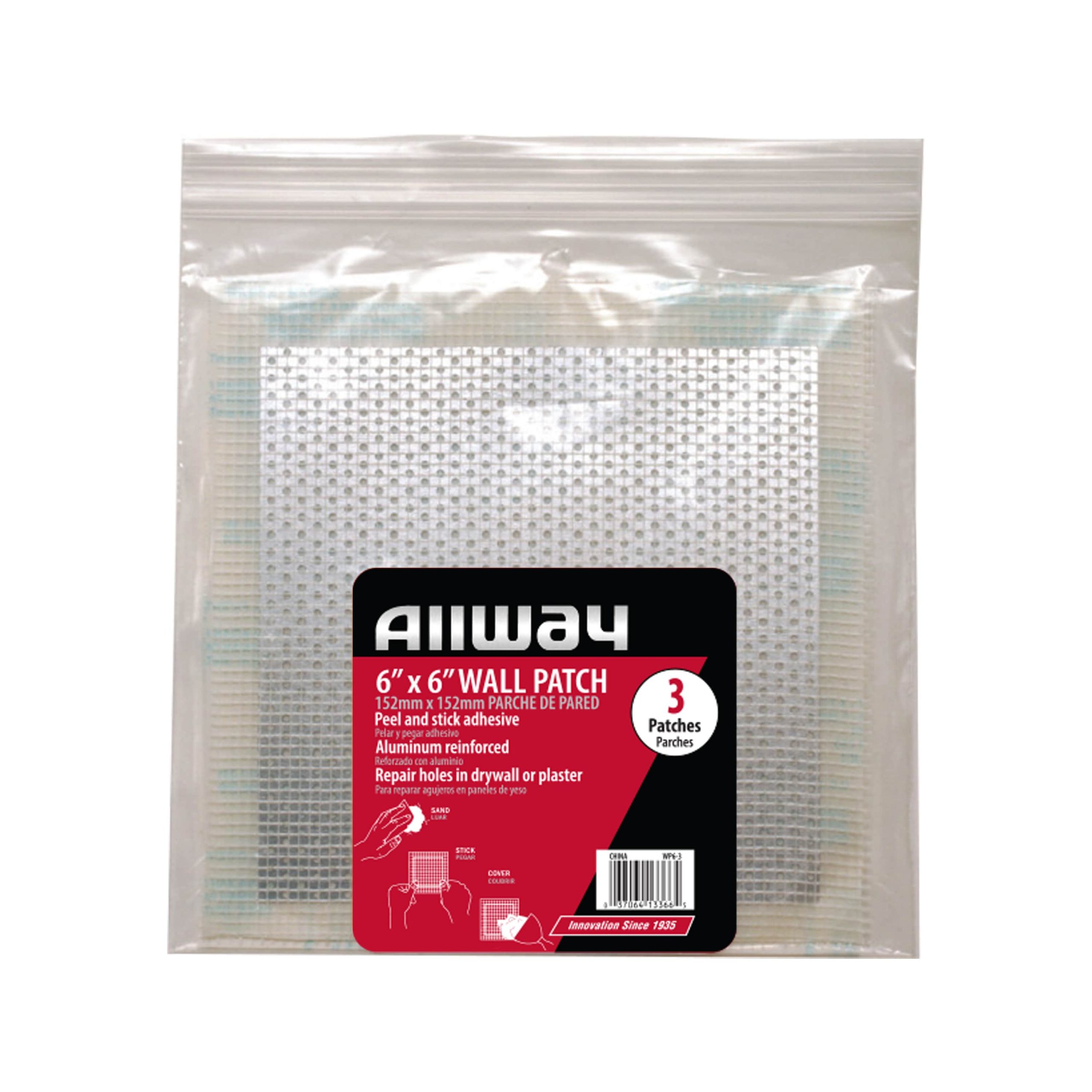 WP6-3) 6″ x 6″ Drywall Repair Patch, 3/Pak, Bagged & Labelled » ALLWAY® The  Tools You Ask For By Name
