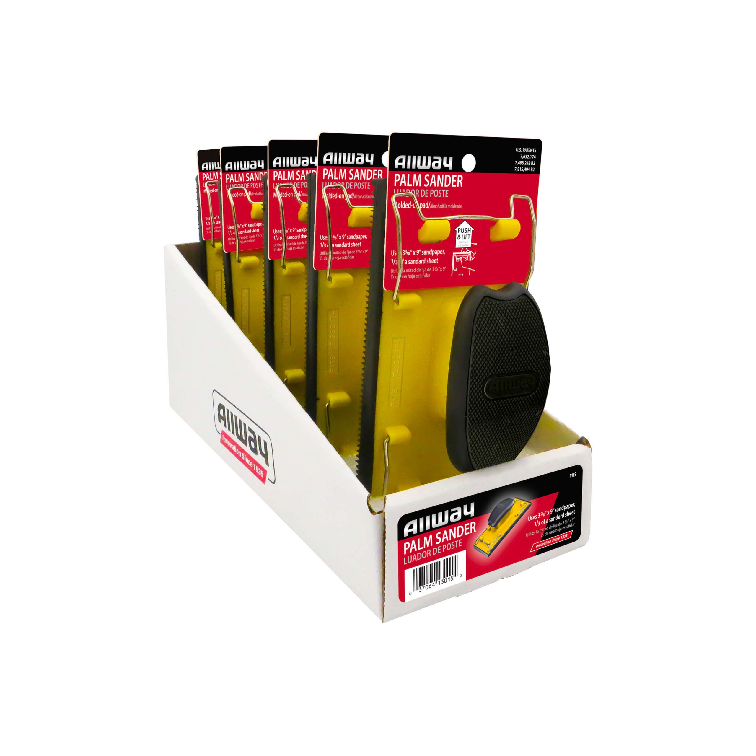 PHS-DSP) Small Counter Top Display, Soft Grip Palm Sander (5 PC.) » ALLWAY®  The Tools You Ask For By Name