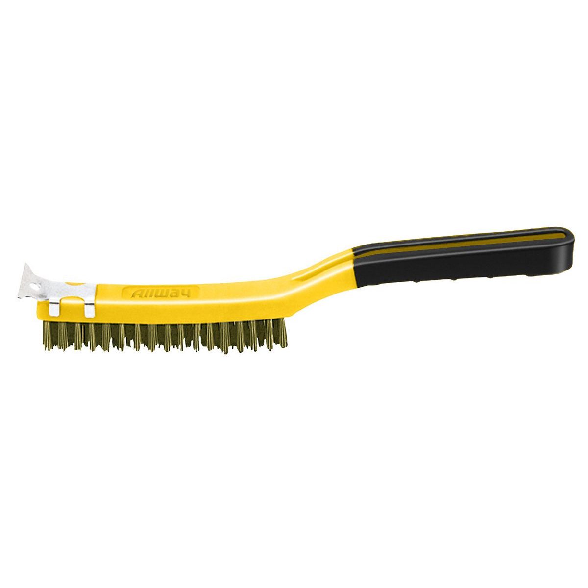 SB319/BB) 3 x 19 Soft Grip Brass Wire Brush W/Scraper, Labelled » ALLWAY®  The Tools You Ask For By Name