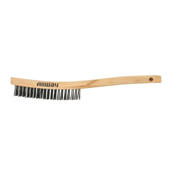 (WBC319) Curved Wood Handle Wire Brush, Labelled